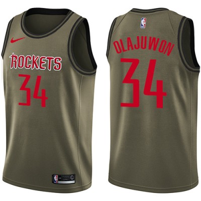 Nike Houston Rockets #34 Hakeem Olajuwon Green Salute to Service Youth NBA Swingman Jersey